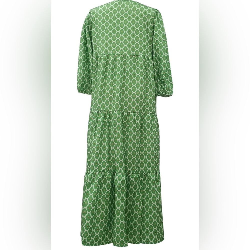 Adorable Green Geometric Maxi Dress - Picture 2 of 5